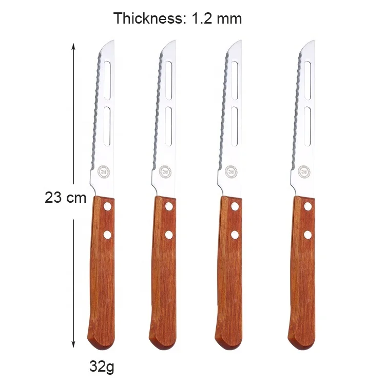 Fixed-Blade Camping Kitchen Knife with Wood Handle