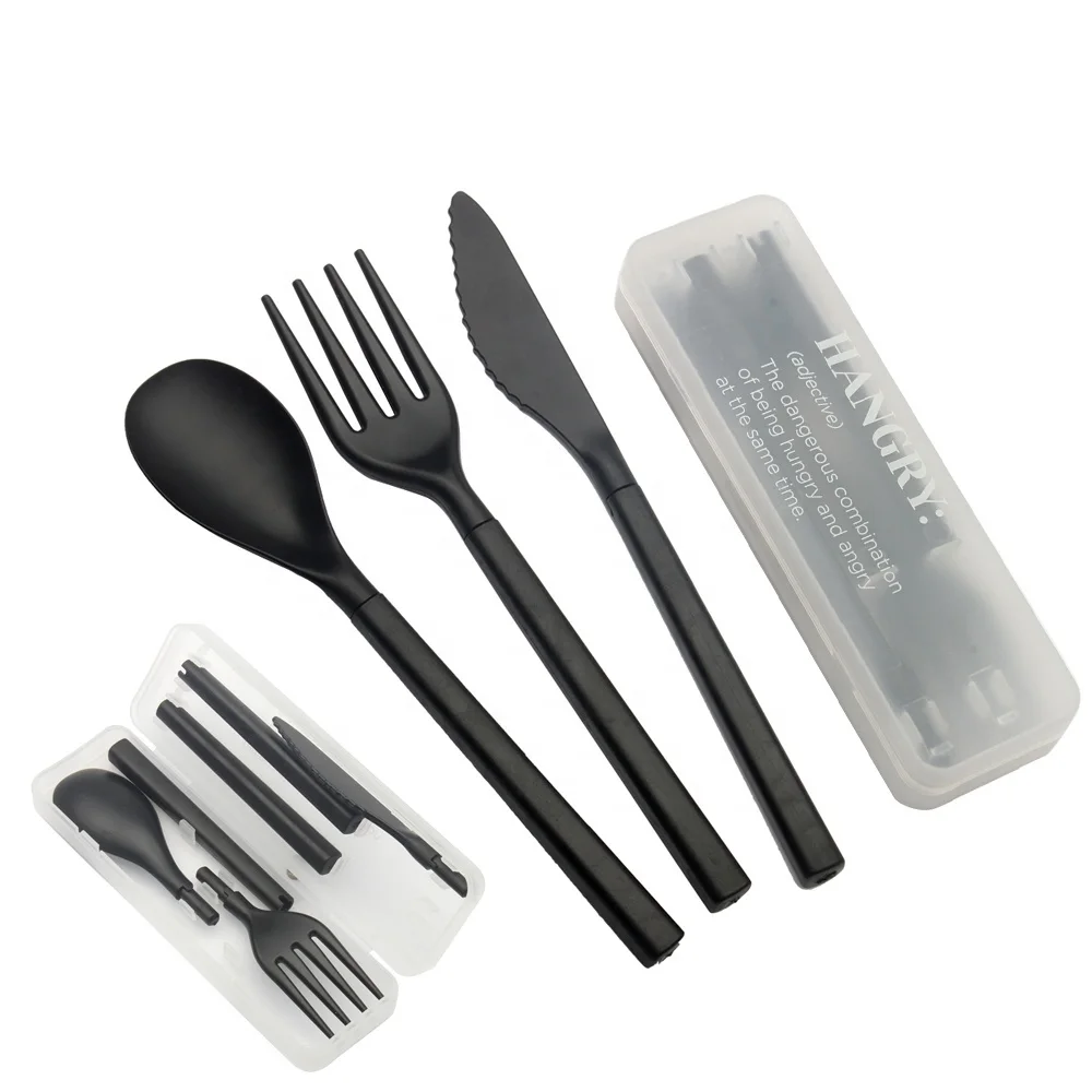 Foldable Plastic Camping Cutlery Set with Case