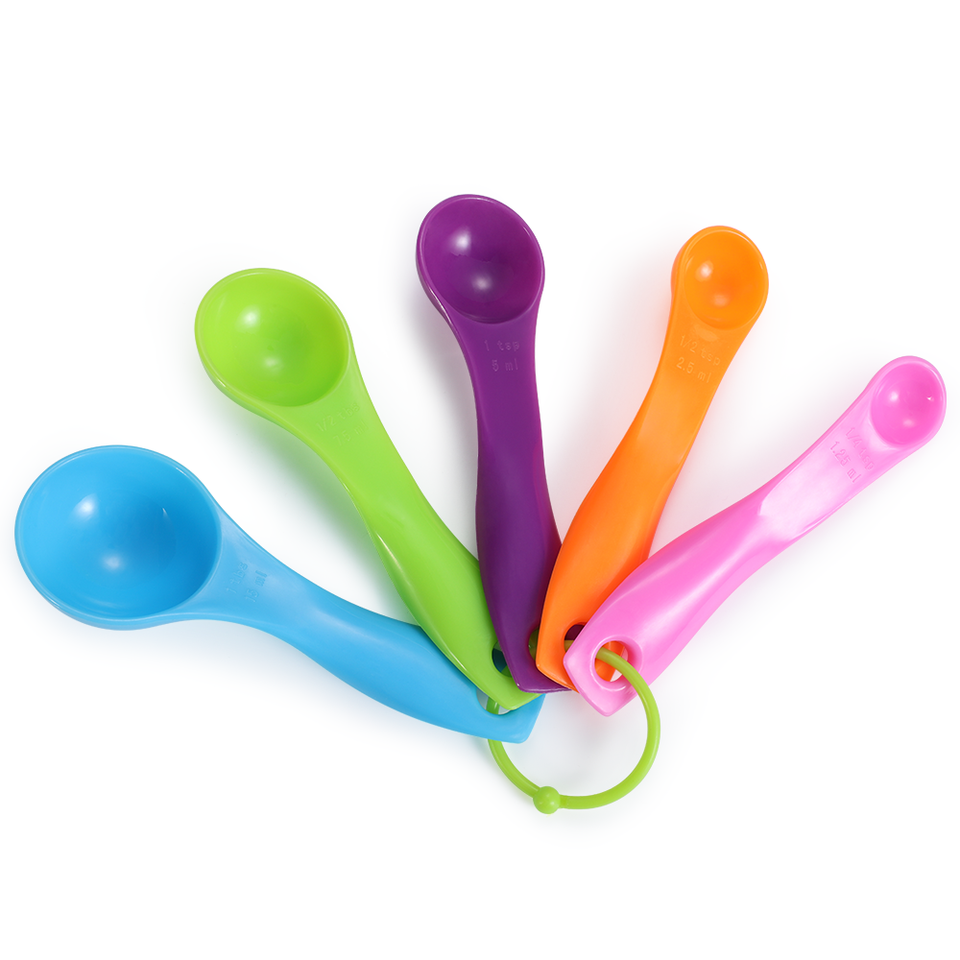 BS1504-B five-piece flat-handle measuring spoon set, 1.25–15 ml