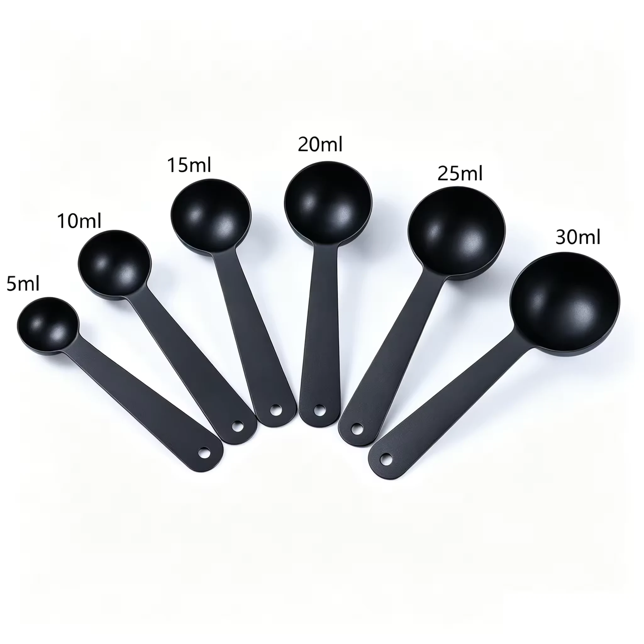 Polished 304 stainless steel 20 millilitre measuring scoops in several finishes